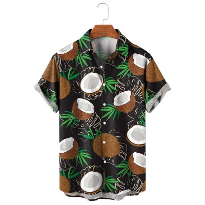 Men's Coconut and a Monstera Leaf Hawaiian Short Sleeve Shirt