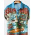 Men's Vintage Colorful Surf Big Tiki Mask Short Sleeve Polo Shirt