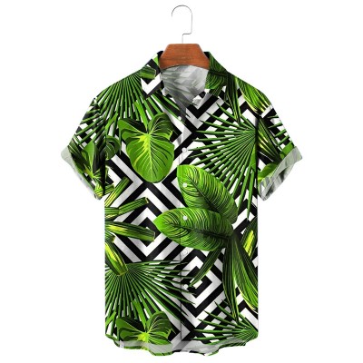 Men's Hawaiian Printed Lapel Short Sleeve Shirt 54811764M