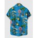 Full-Print Blue Coconut Tree Printing Hawaiian Men's Short Sleeve Shirt