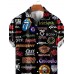 Men's Rock Punk Print Lapel Casual Loose Short Sleeve Shirt